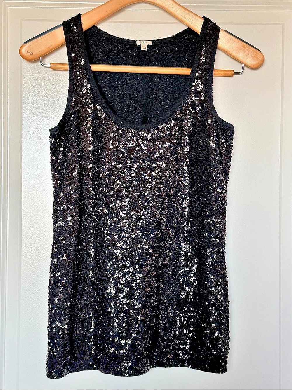 J.Crew Black Sequin Tank Top Blouse XS NWOT